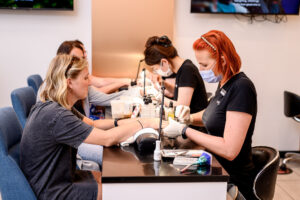 Lifestyle branding photography inside Almond Nail Bar