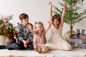 Festive family portrait at Winnipeg Christmas mini session