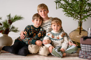 Styled holiday family photography in Winnipeg studio