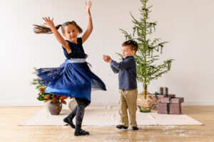 Winnipeg studio family photos with Christmas decor
