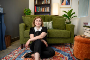 Winnipeg branding photographer taking professional headshots of a psychologist
