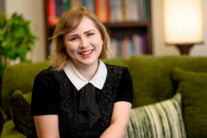 Professional portrait of a Winnipeg therapist in her office