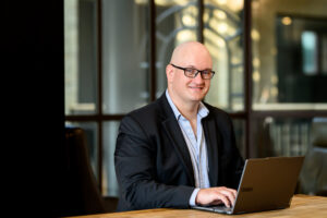 Business branding photo with an urban Winnipeg background