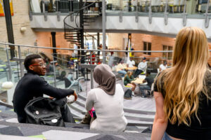 University students spending time together on campus in Winnipeg