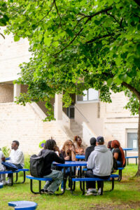 University students connecting and socializing on campus