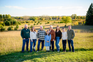 Extended family photos at Birds Hill Park in fall