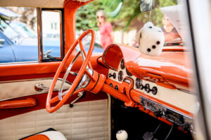 Detailed interior of a classic car at a Winnipeg car show