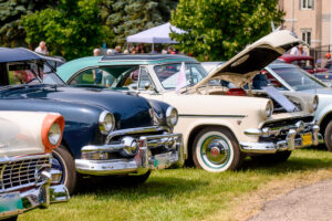Winnipeg professional photographer documenting community connections at a classic car event